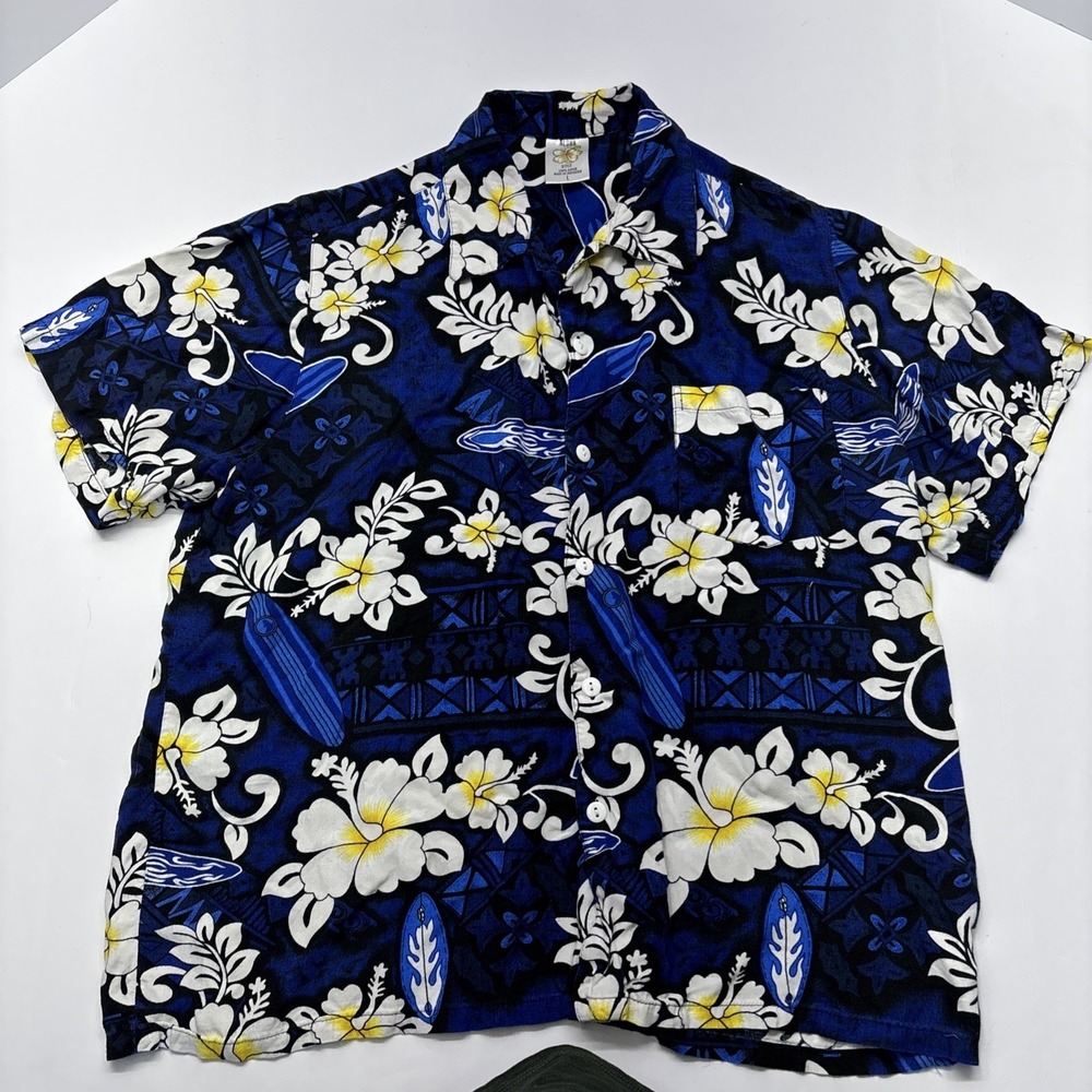 Royal creations , men's blue floral hawaiian‎ , short sleeve size , large